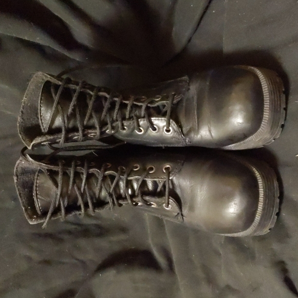 Nevada Black Tie Up Chunk Heel Boots - Picture 2 of 8